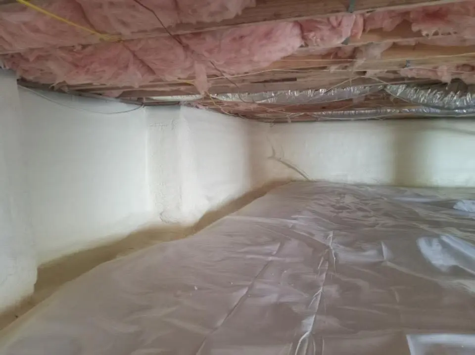 Crawl space encapsulation with closed-cell spray foam for Storm Damage Roof Repair in Addis